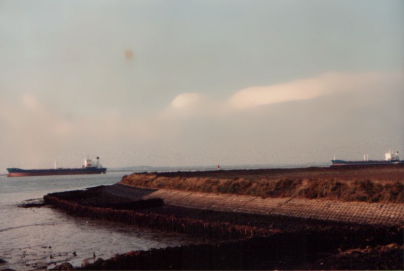 LIANA and MARTITA laid up in the River Blackwater, taken from the Bradwell shore. LIANA is on the left. Date: 1984.